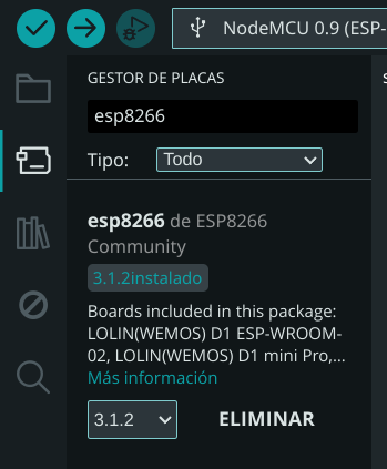 Arduino IDE Gestor de placas